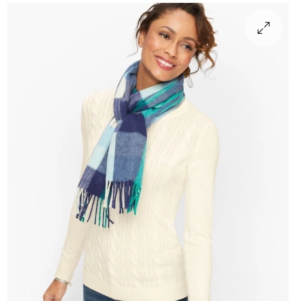Talbots button cuff ivory cable knit sweater size small